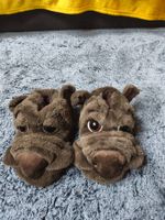 Plüsch Hausschuhe Finken kuschelig Hund Braun Gr. 43/44 NEU!
