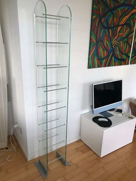 Design CD Ständer Glas / Alu Stauraum für bis zu 336 CDs Kaufen auf