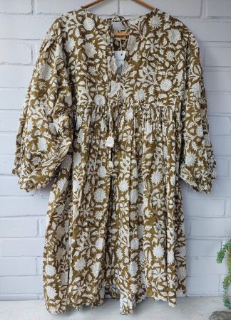 Mini Dress  – Hand Block Print size S/M L/XL