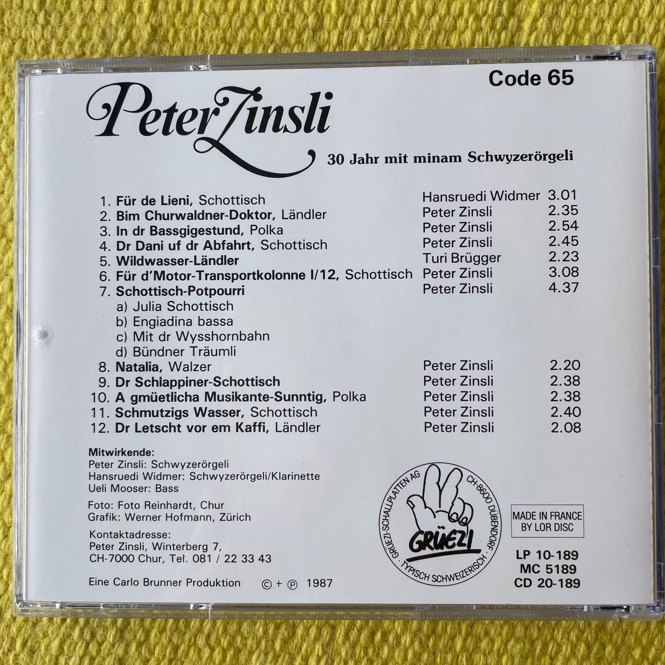 CD: PETER ZINSLI-30 JAHR SCHWYZERÖRGELI – Usato da Rorschacherberg venduto da CD-Roli 1
