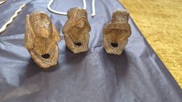 Holzfiguren Affen 3er Set Handarbeit 