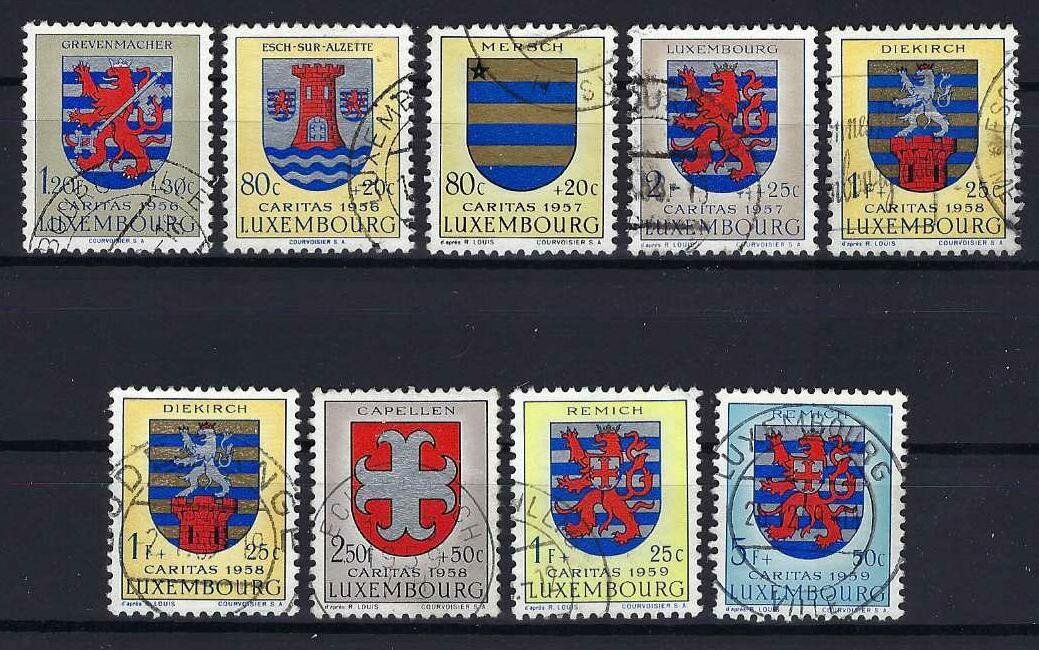 Alle Briefmarken: Luxemburg 1956 Kantonalwappen gest. – Gebraucht aus Hitzkirch von walti1959