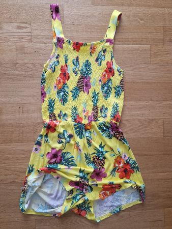 Joli combi short d'été jaune imprimé ananas & fleurs 🍍