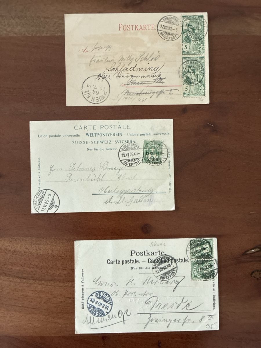 Cartoline postali: 3 Ansichtskarten Schweiz von Romanshorn TG – Usato da Oftringen venduto da Cla.vD.74 1