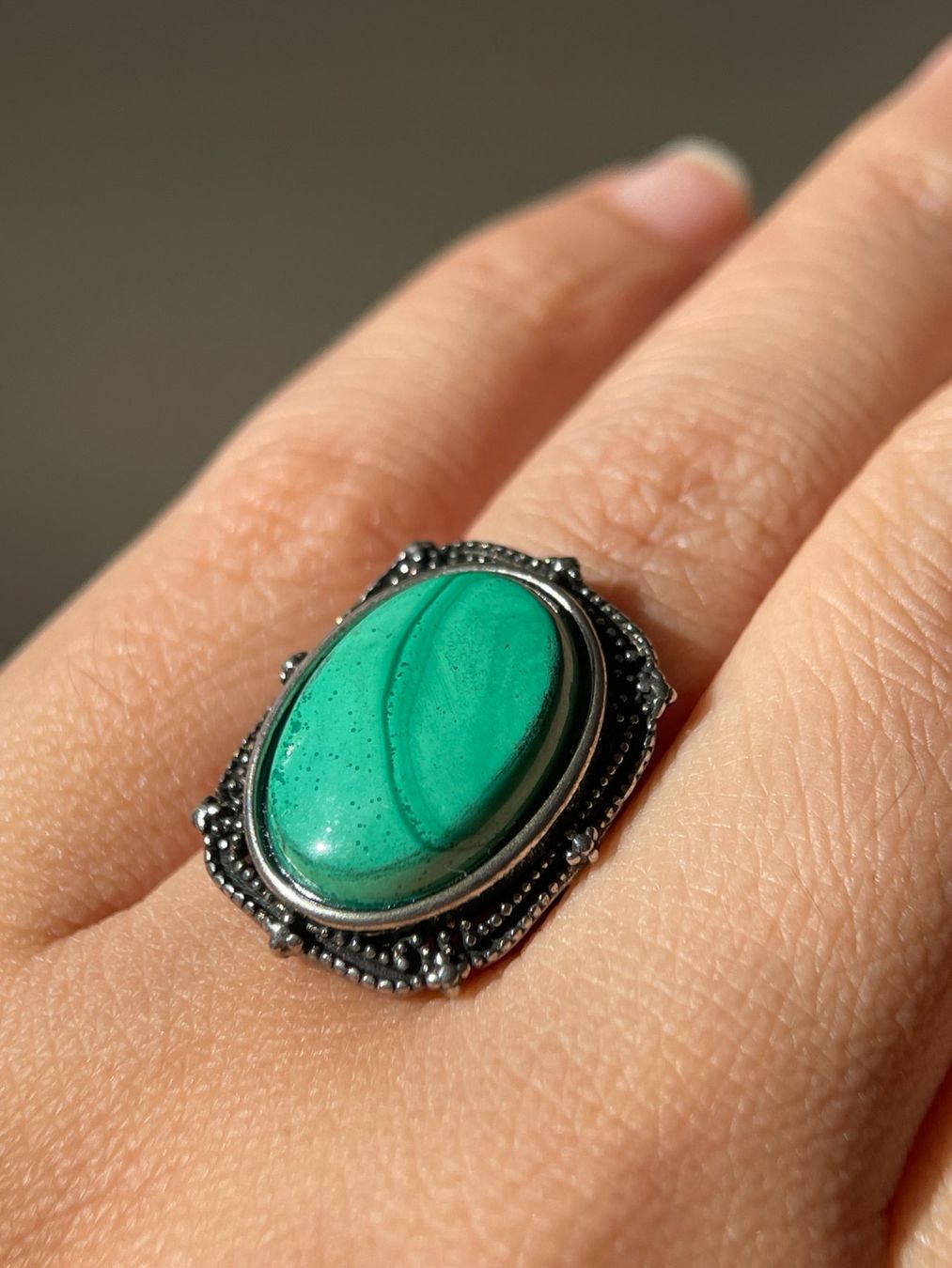 Bagues: Malachit-Ring – Vintage-Edelsteinring – Neuf avec emballage d'origine à Schiers par sisikristall 5