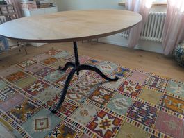 Bistrotisch Holz rund Ø 120 cm mit Gusseisenfuss gebraucht
