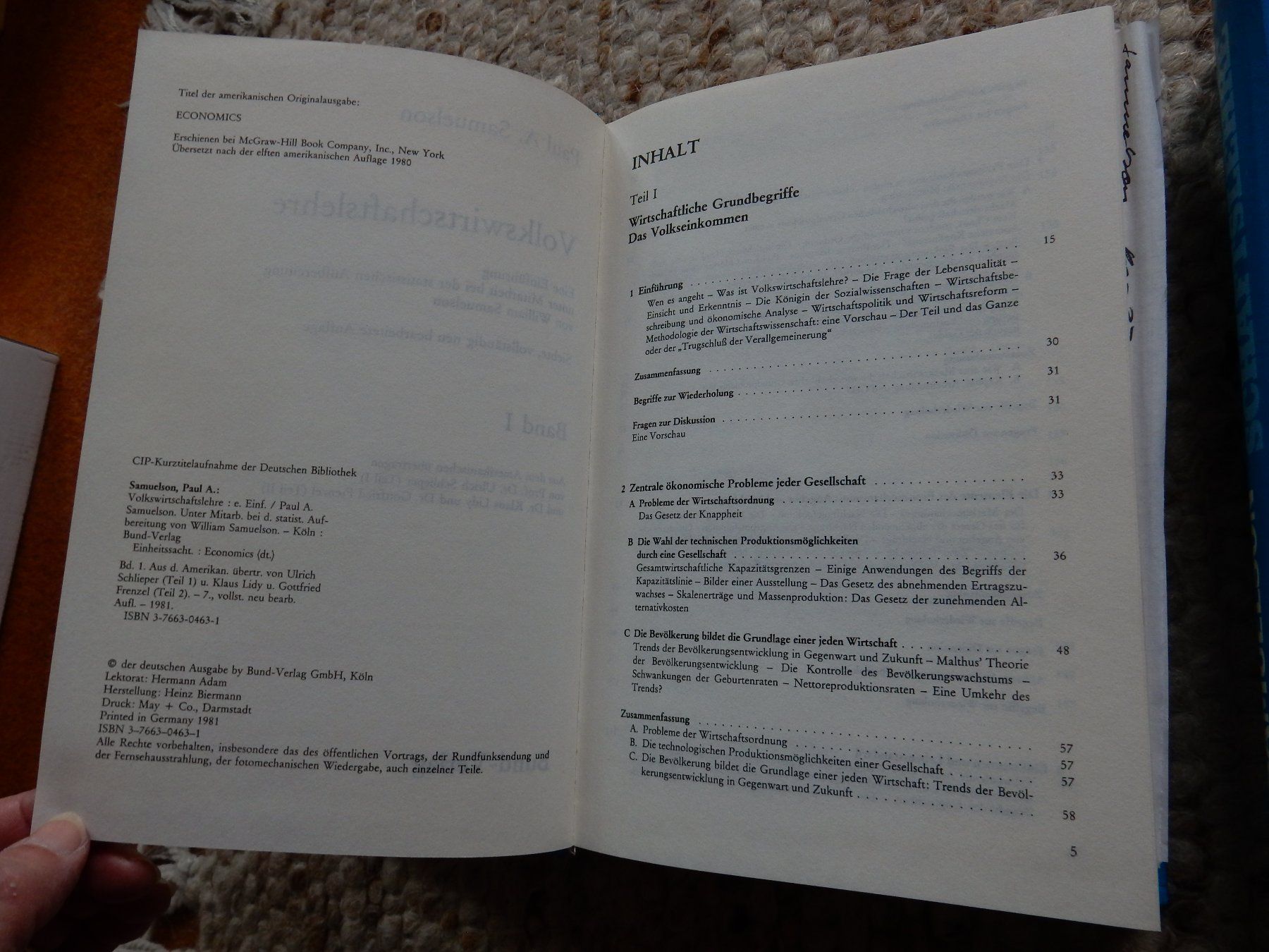Bücher: Volkswirtschaftslehre 1 + 2 Paul A. Samuelson Studium – Gebraucht aus Jona von JOberg_25 3