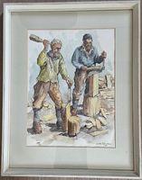 Ritschard Gustav "Die Schindelmacher" Aquarell - Original