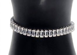 Bracciale donna zirconi rettangolari regolabile argento