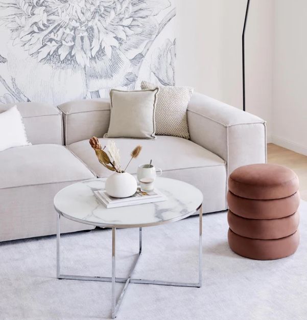 Westwing Tavoli: Runder Couchtisch mit Glasplatte in Marmor Optik – Usato da Zürich venduto da mickeey 3
