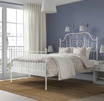 IKEA Bett 160x200 weiß Metall Leirvik Holz malm schwarz