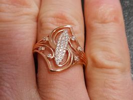 Ring mit Zirkonia, vergoldet 585, 2.3g, size 8 (57)