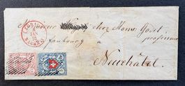 FALTBRIEF SCHWEIZ 1851/52 RAYON I UND III MIT ATTEST