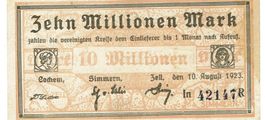 Cochem,Simmern,Zell 10 Mil.Mark 10.08.1923 VZ-VZ+