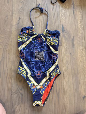 Hermes One Piece Swimsuit Navy Print Size 40 New With Tags
