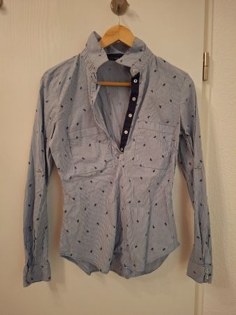 Damen Bluse Zara Basic blau gestreift Grösse M