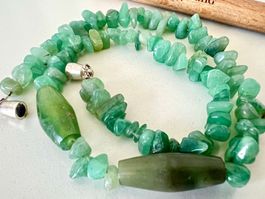 Vintage Jadekette Silber Magnetschliesse Unikat Handarbeit