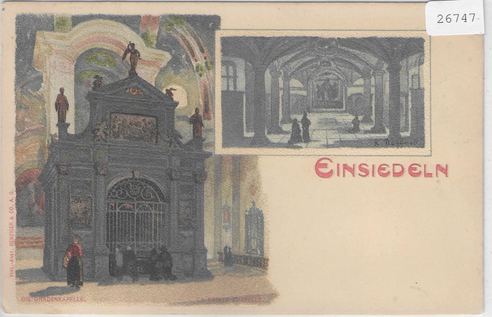 Cartoline postali: Einsiedeln - Gnadenkapelle - Litho – Usato da Ettingen venduto da Kartenplanet