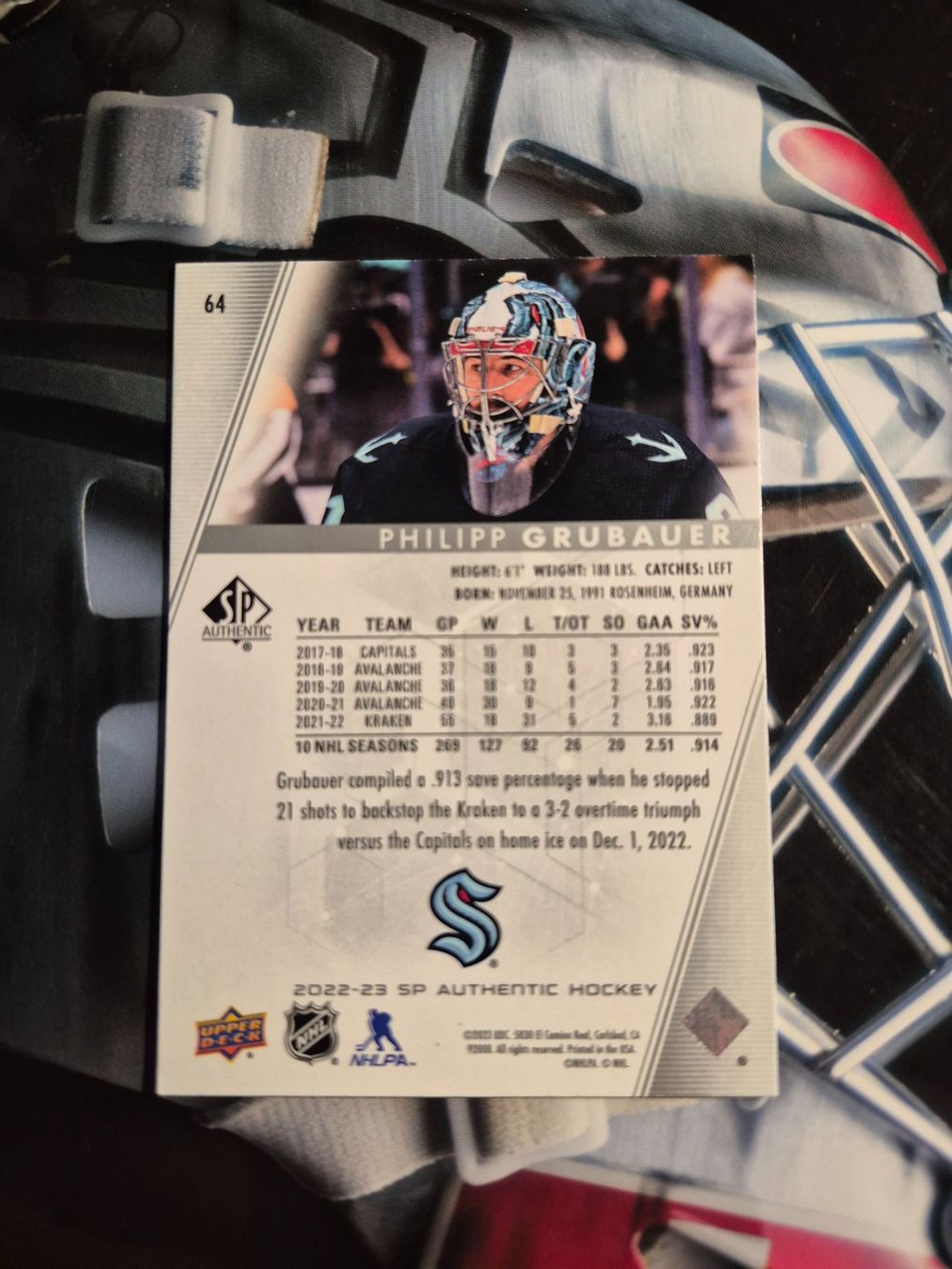 NHL Sammelbilder & Trading cards: NHL Philipp Grubauer Seattle Kraken – Gebraucht aus Treiten von Sauber73 1