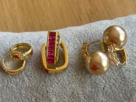 Luxus Elegante Ohrstecker Ohrschmuck  Farbe: Gold Zirkonia