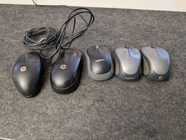5x Logitech HP Computer Maus – Paket