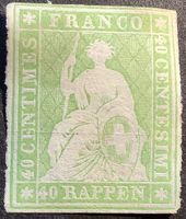 SCHWEIZ 1854 STRUBEL Zst 26A.2.01 SELTEN UNGEBR.ATTEST
