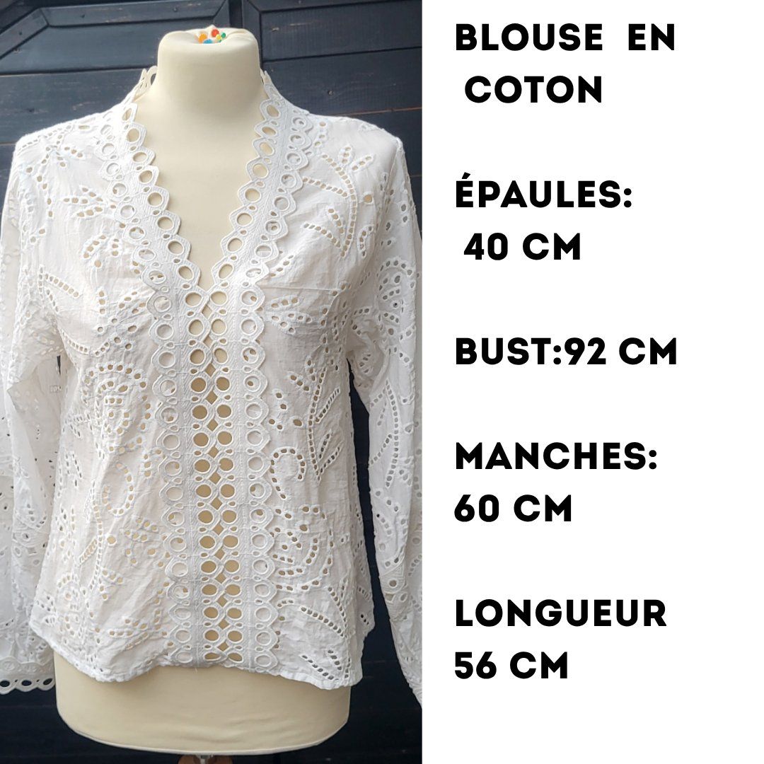 Blusen: Blouse blanche en coton – Neu und originalverpackt aus Fribourg von VictoriaShop7 6
