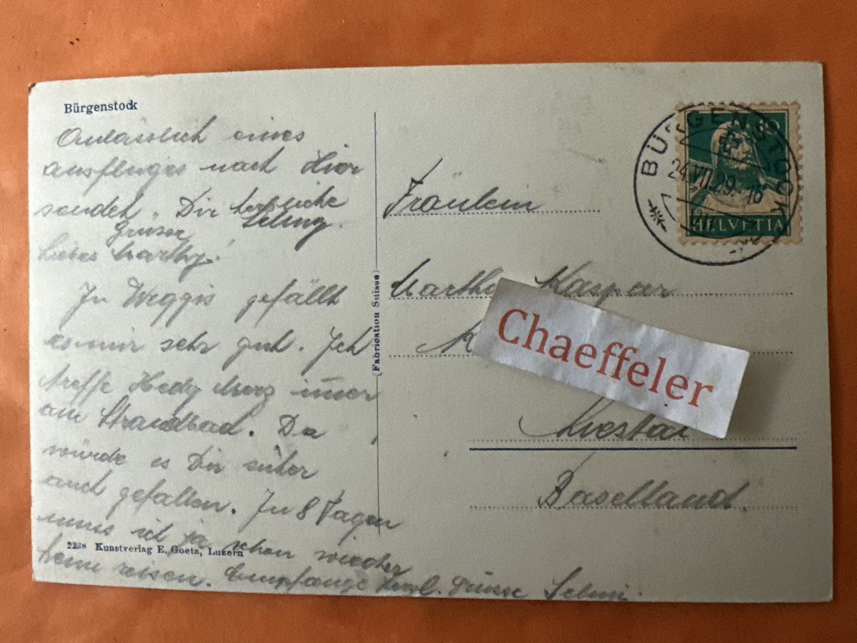 Cartes postales: 1929 Bürgenstock – D'occasion à Zürich par Chaeffeler 1