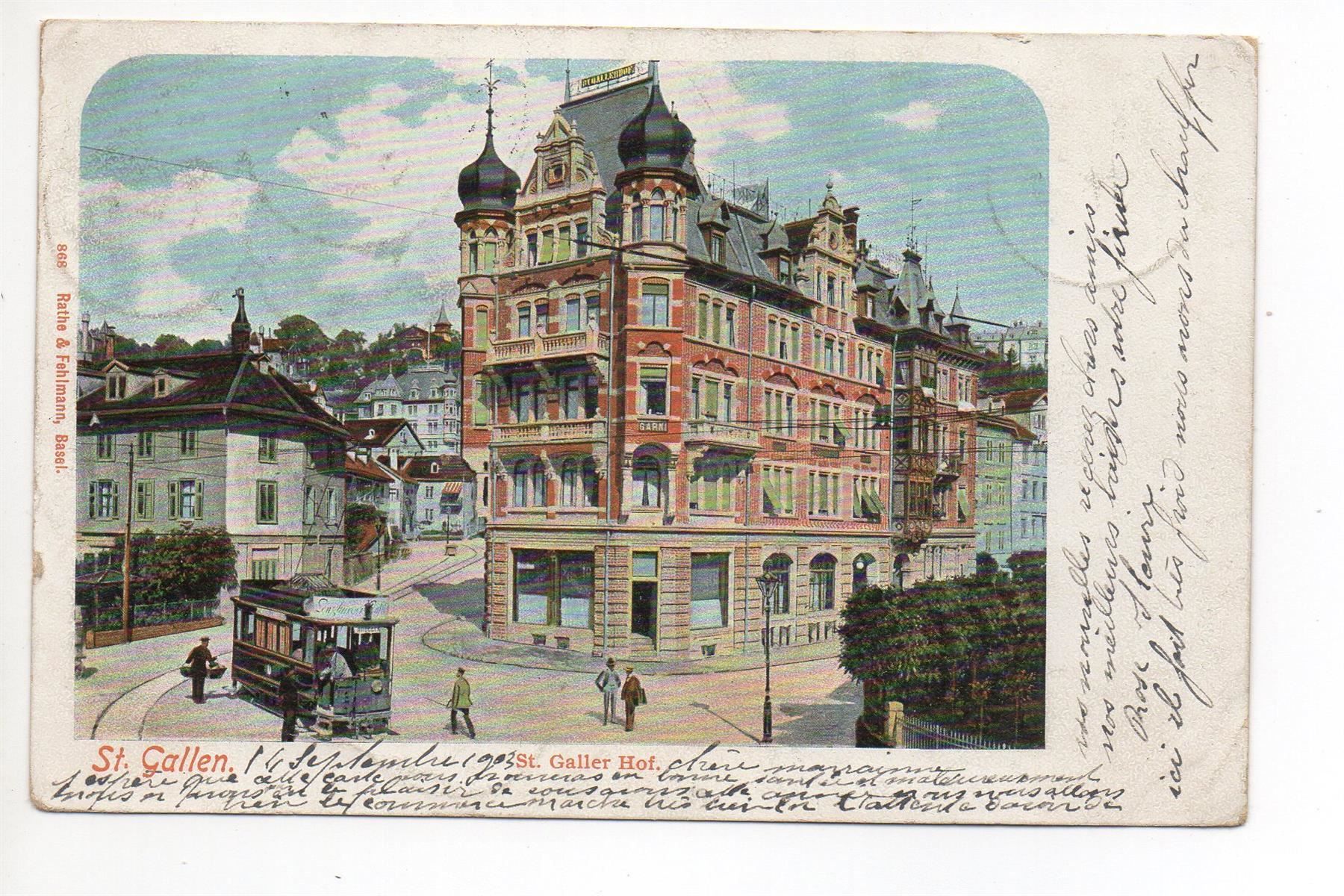 Cartoline postali: ST. GALLEN St. Galler Hof, Tram – Usato da Jona venduto da philajona