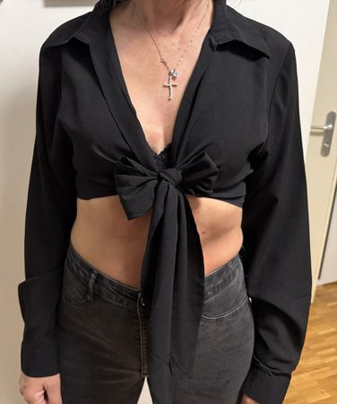 Chemisier court noir noué devant, Only Trend, taille 38