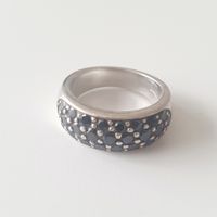 Silber Ring 925 er mit schwarzen Steinen, Grösse 16.2mm💍