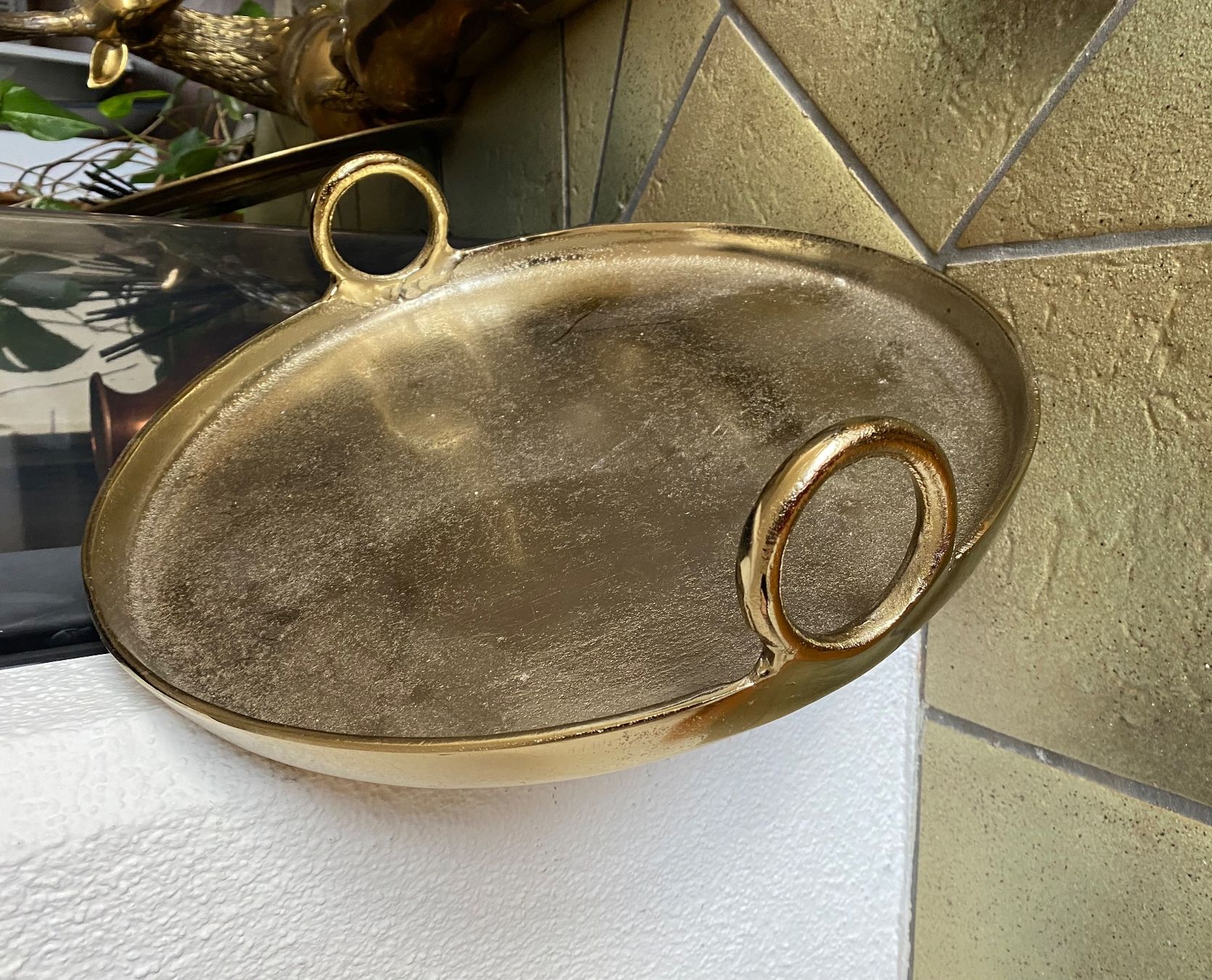 Piatti di portata: goldene Schale Messing Teller Tablett Topf – Usato da Dottikon venduto da 6571 2