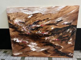 Peinture à l'huile originale - paysage montagneux🎨🖌️🖼️