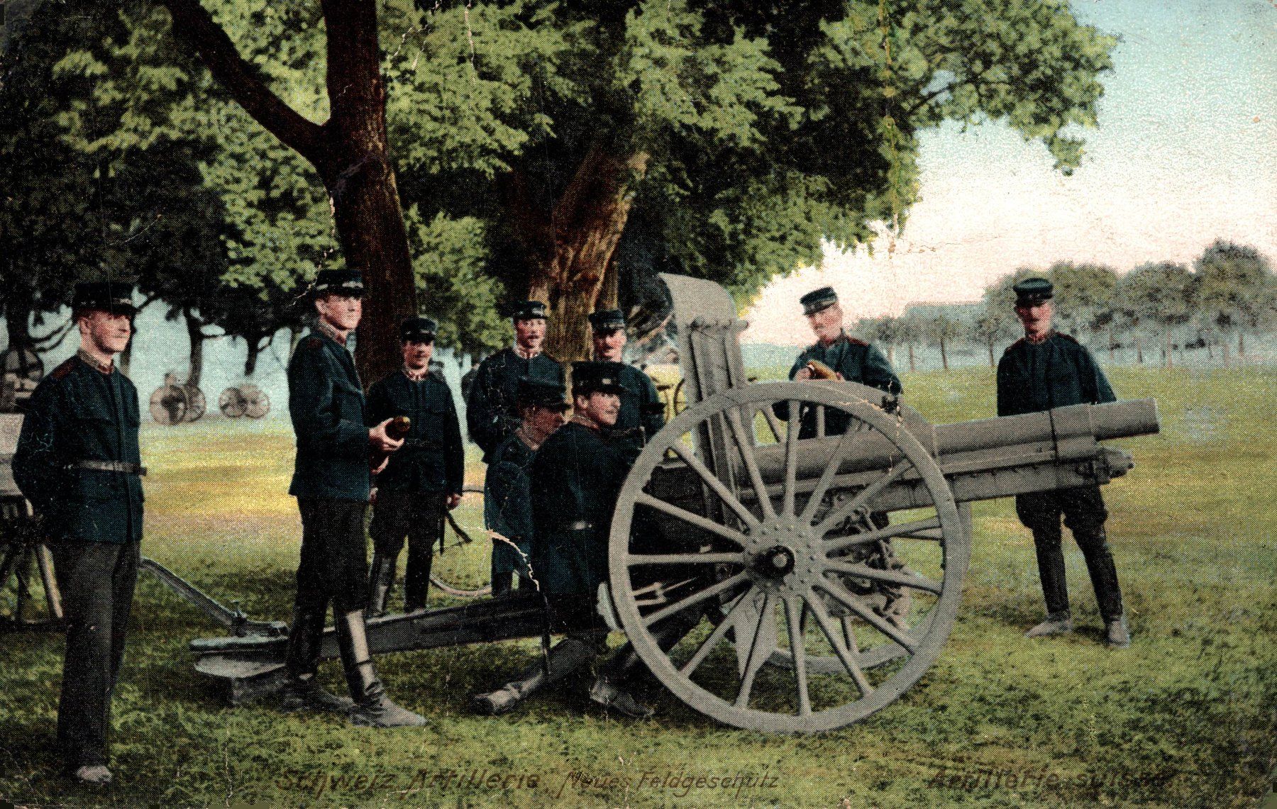 Cartoline postali: Schweizerische Artillerie. Neues Feldgeschütz – Usato da Bronschhofen venduto da Astore