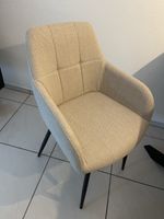 4 Stylish Armchair - Beige Fabric, Black Legs