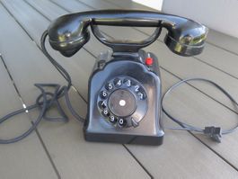 Wählscheibentelefon schwarz analoger Apparat gebraucht