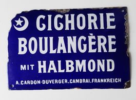 Emailschild Cichorie Boulangère Halbmond plaque émaillée