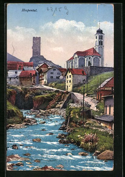 Cartoline postali: AK Hospental, Uferpartie mit Kirche – Usato da Berlin venduto da bartko-reher