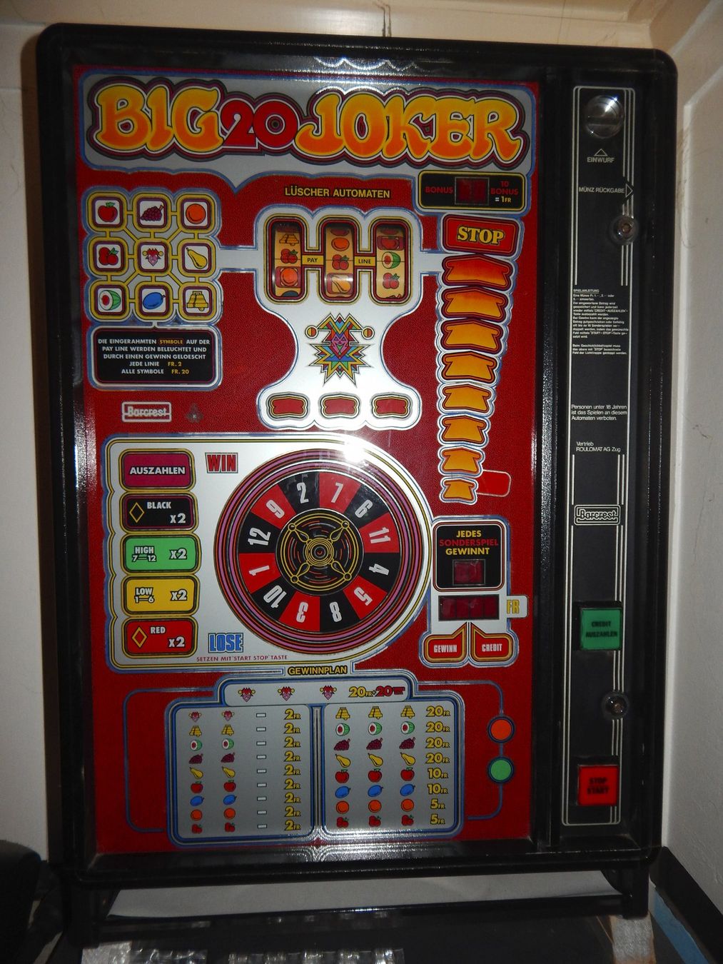 Spielautomaten: BIG 20 JOKER Lüschner Automat - Top Zustand und Funktion! – Gebraucht aus Meilen von morethanbooks 1