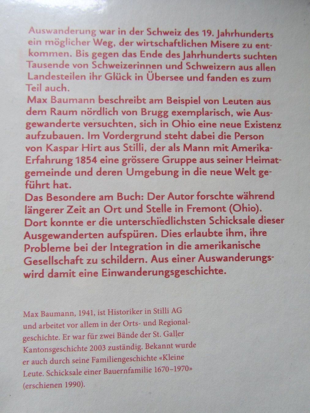 Libri: M.Baumann:Ich lebe einfach aber froh, CH Auswanderer in USA – Usato da Seengen venduto da mikelele 9