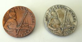 Basel 2000 Jahre 1957 K und Silber mit starken Gebr.spuren