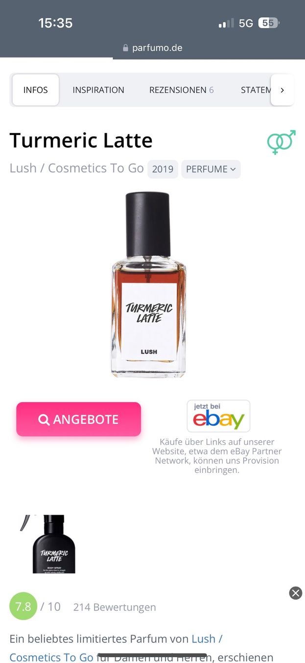 Lush Profumi & Eau de Toilette: Lush Turmeric Latte Eau de Parfum - Duftprobe - 2 ml – Usato da Zürich venduto da deruja 2