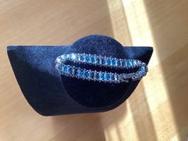 Armband Modeschmuck mit Glasperlen blau 19 cm guter Zustand