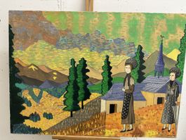 Gemälde "Frauen in Tracht" 1968 Landschaft