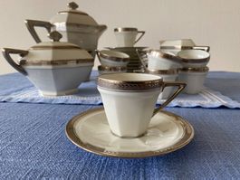 Elegantes Limoges Kaffeeservice Porzellan 1930er 10 Personen