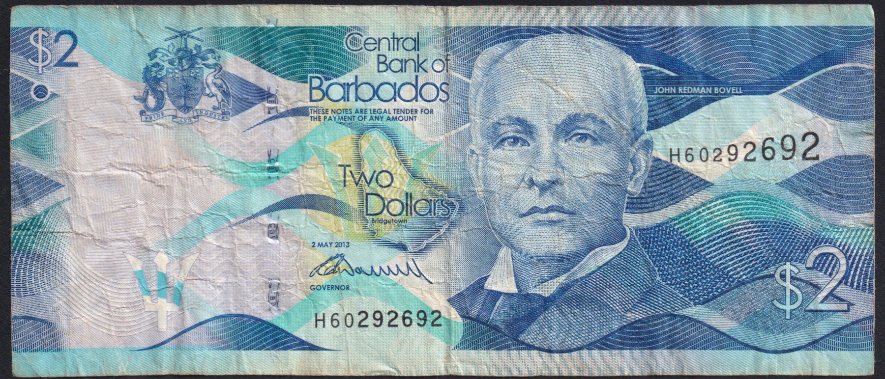 Billets de banque: Barbados 2 Dollars 2013 – D'occasion à Brugg AG par banknoten_muesli