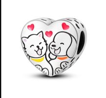 Hund und Katze Anhänger Charm, kompatibel mit Pandora