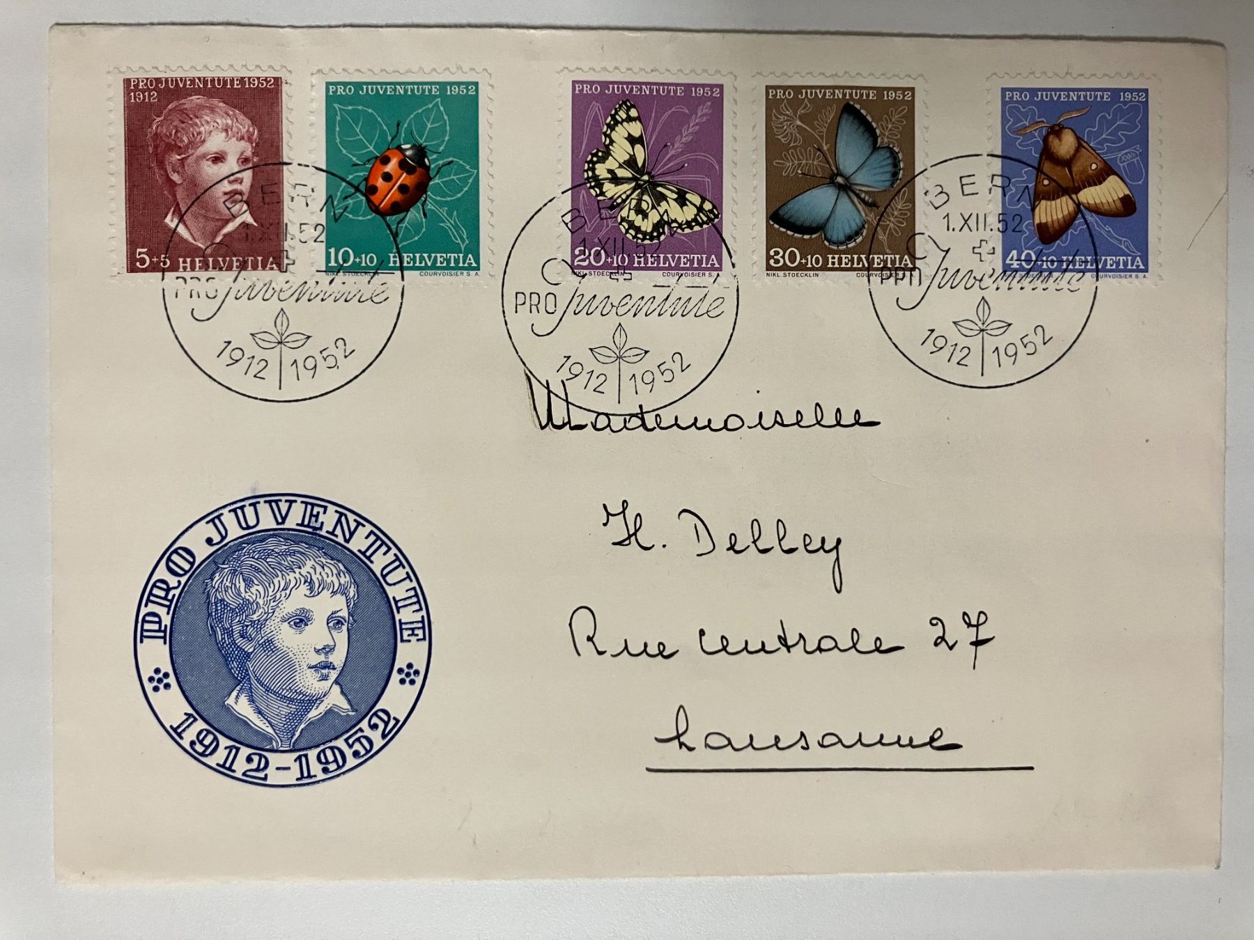 Tutti i francobolli: 1952, Kat. 143-47, FDC, KP 100.-- – Usato da Würenlos venduto da Eulenpostuhu