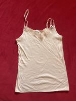 HANRO Unterhemd beige Spitze Groesse L neuwertig