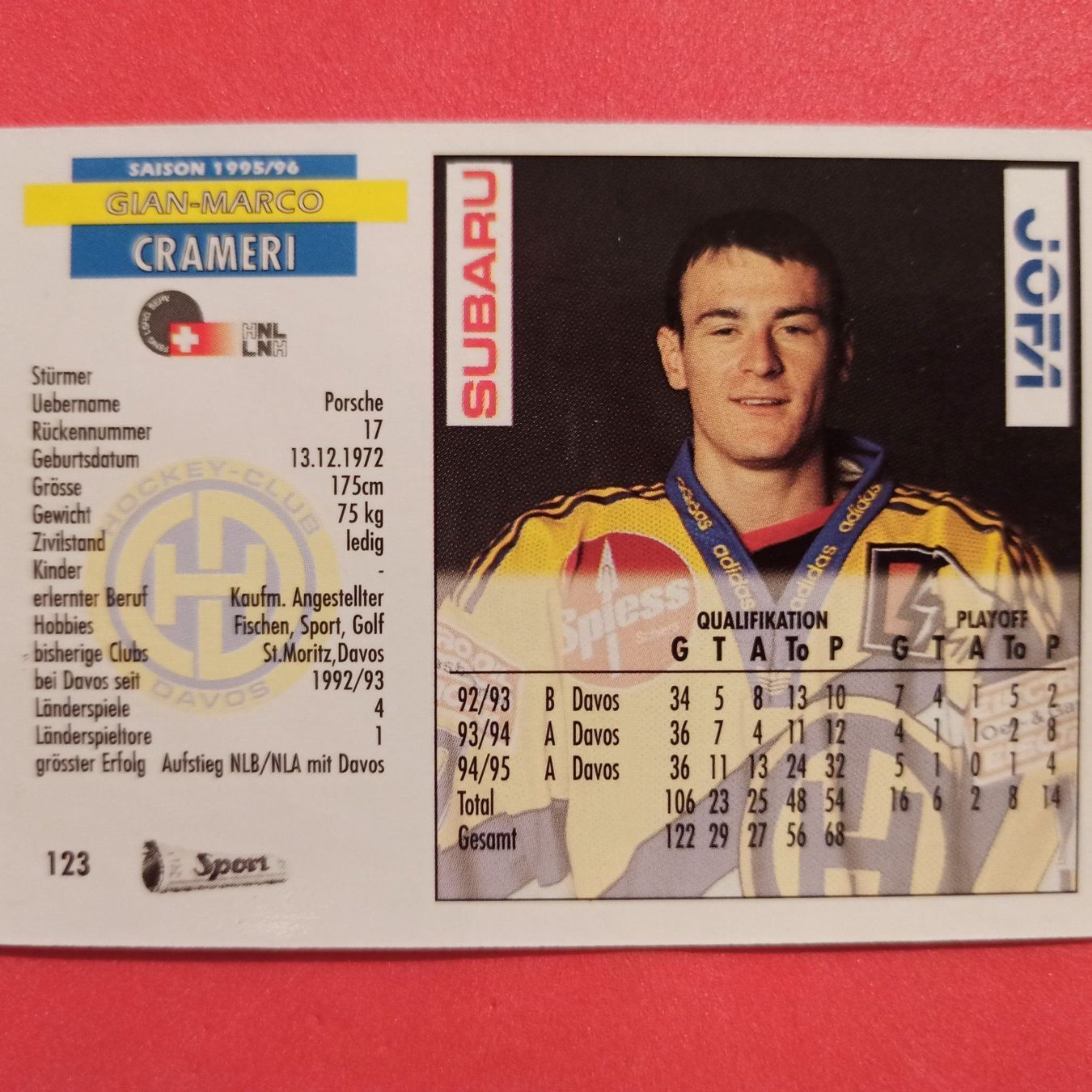 Carte collezionabili: Gian-Marco Crameri - HCD - 1995/96 – Usato da Dübendorf venduto da kb86_MOVIE 1
